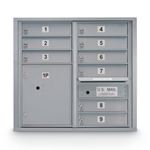 View 9 Door Standard 4C Mailbox with (1) Parcel Locker
